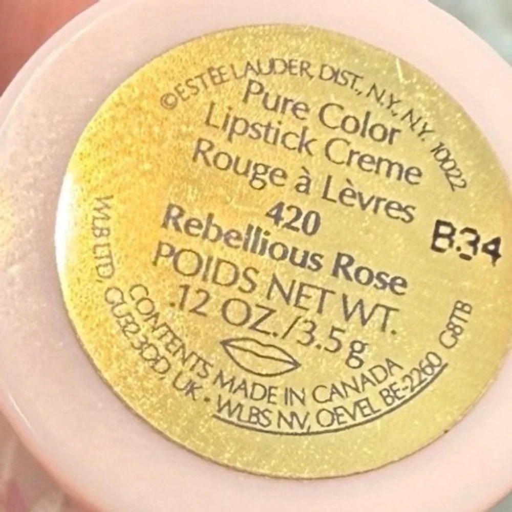 Estee Lauder Laduree Pure Color Lipstick 420 Rebellious Rose & Floral Makeup Bag